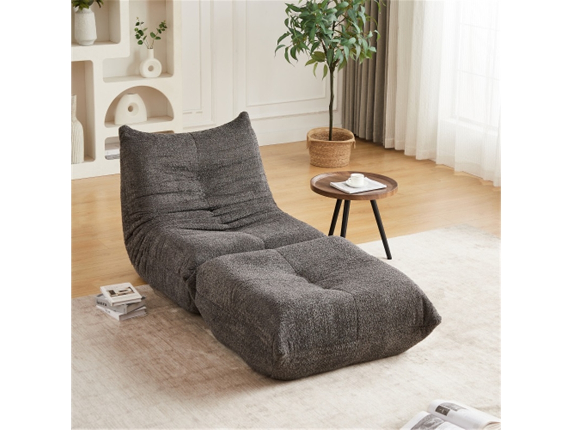 Sofá de suelo estilo Togo con otomana – Sillón de chenilla