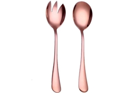 2026da-set De Cubiertos Para Ensalada De Acero Inoxidable 304, 2 Piezas, Cuchara Y Tenedor, 7.7 Pulgadas, Dorado Rosa, Lavavajillas Seguro