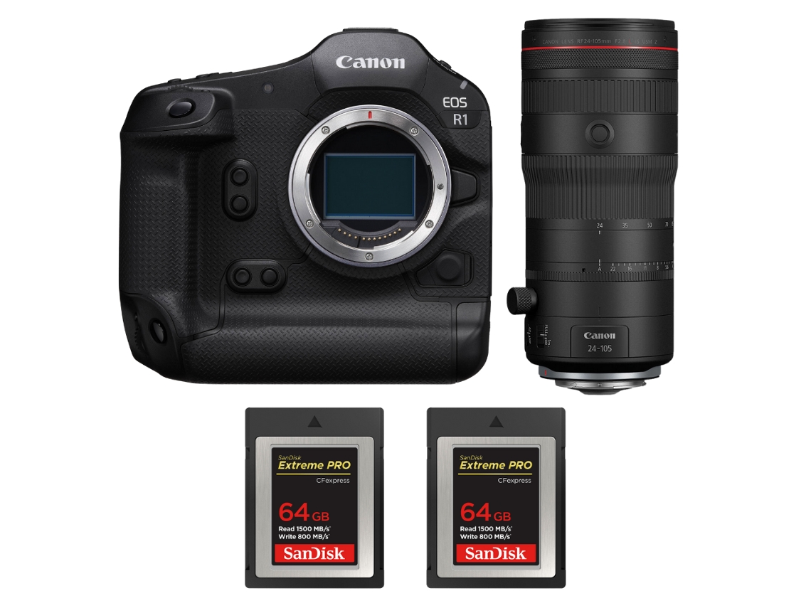 Canon Eos R1 + Rf 24-105mm F/2.8 L Is Usm Z + 2 Sandisk 64gb Extreme Pro Cfexpress Type B + Ebook “20 Consejos Para Fotos Que Impactan”