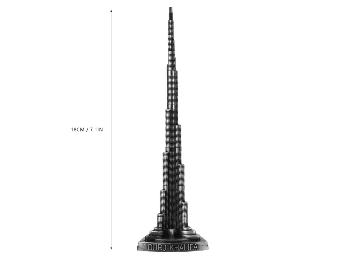 Maqueta En Miniatura De La Torre Burj Khalifa, Decorativa, De Aleación, Hecha A Mano, Para Mesa De Dubái, 18 Cm.