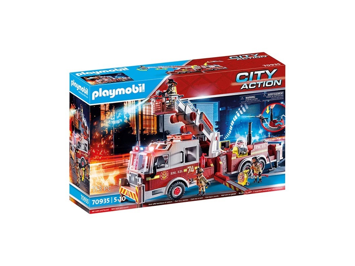 PLAYMOBIL City Action Vehiculo Bomberos Us Tower Ladder Edad Minima Recomendada 5 anos 113 Piezas Worten.es