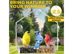 Comedero Para Pájaros Con Ventana Transparente, Ventosas Resistentes Y Techo Inclinado Para Jardín.