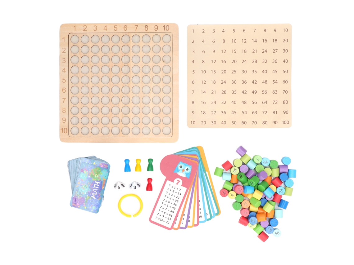 Rebe Tabuleiro de Multiplicação 3 em 1 de Madeira - Brinquedo Educativo para Desenvolvimento Cerebral e Matemática Infantil