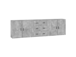Maison Exclusive - Aparadores 3 Piezas Madera Contrachapada Gris Cemento