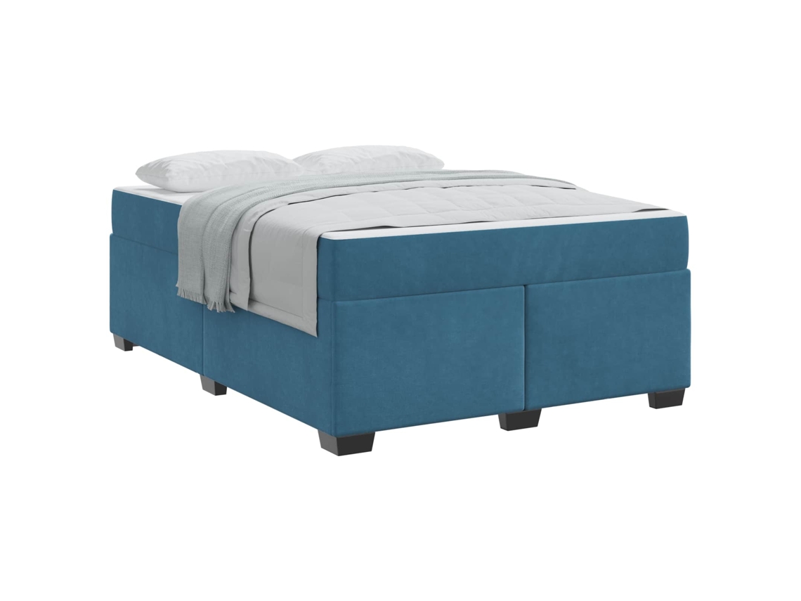Maison Exclusive - Estructura De Cama Con Colchón Azul Oscuro 140 X 200 Cm Tela