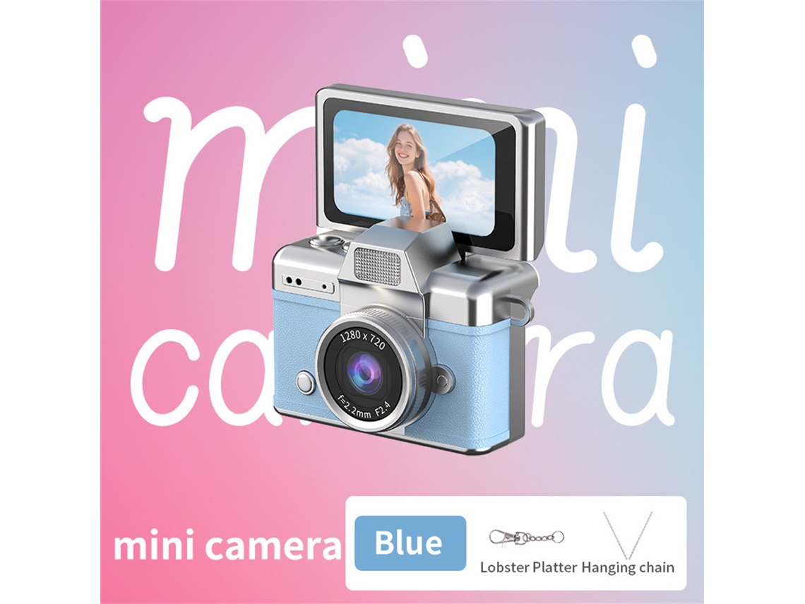 (azul - Sin Tarjeta Tf) Mini Cámara Digital De Mano Con Pantalla Para Selfies Giratoria De 180°, Flash Y Múltiples Filtros