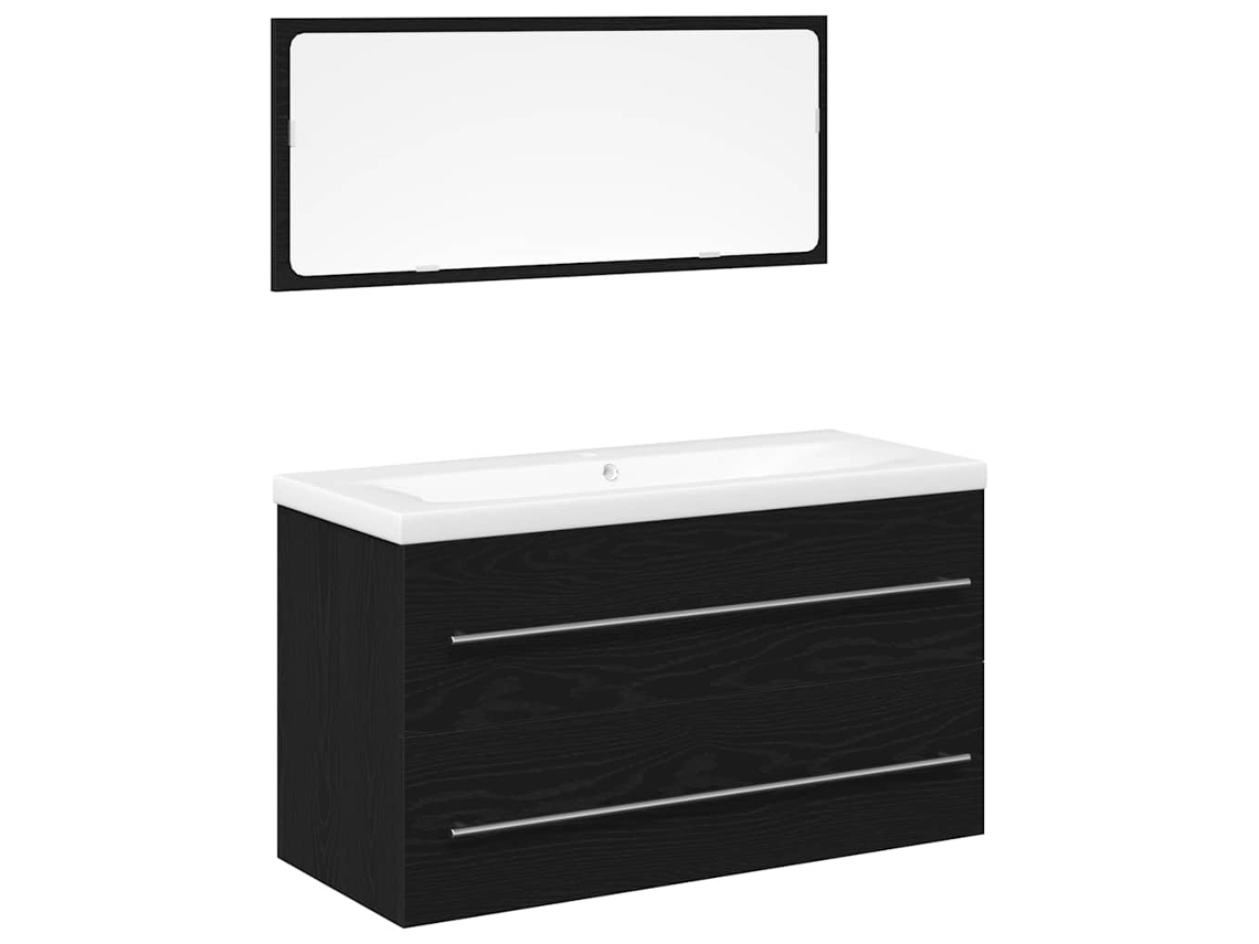 Juego de 3 muebles de baño para lavabo, roble negro, MAISON EXCLUSIVE