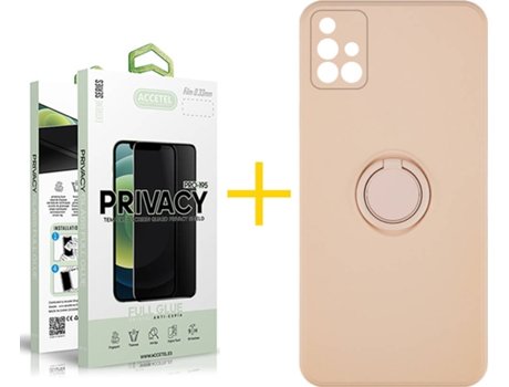 Carcasa + Protector de Pantalla para Samsung Galaxy A71 ACCETEL Rosa Pastel