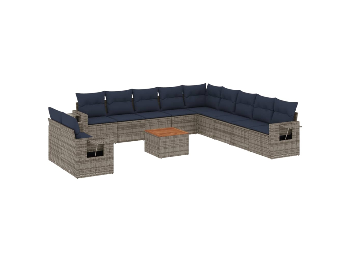 Maison Exclusive - Conjunto De Sofá De Jardín De 12 Piezas Con Cojines, Poliratán Gris