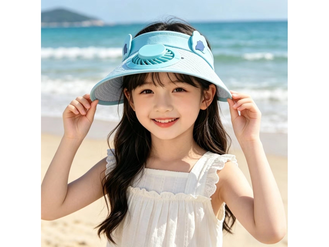 (azul) Sombrero Con Ventilador Solar Para Viajes Al Aire Libre Y Ciclismo - Protección Solar