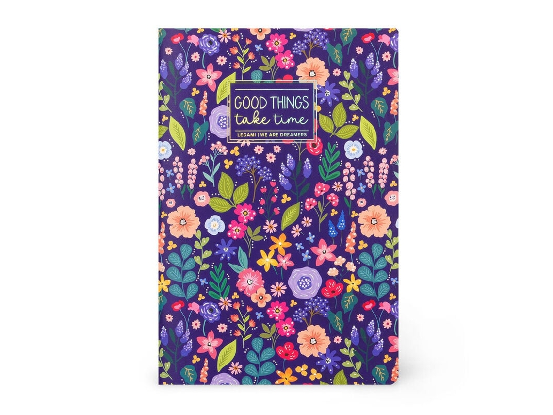 Libreta grande B5 con diseño de flores y rayas Legami