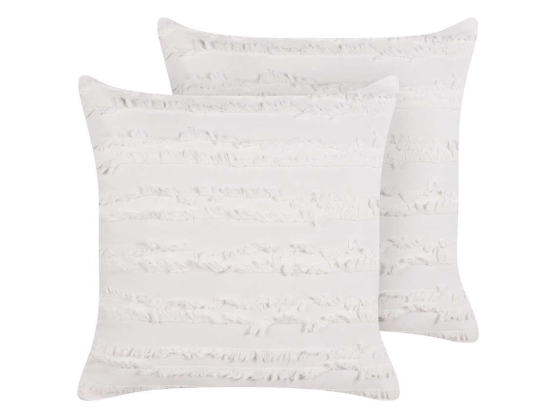 Cojines decorativos modernos BELIANI Makneh de Algodón Blanco 45x45x12