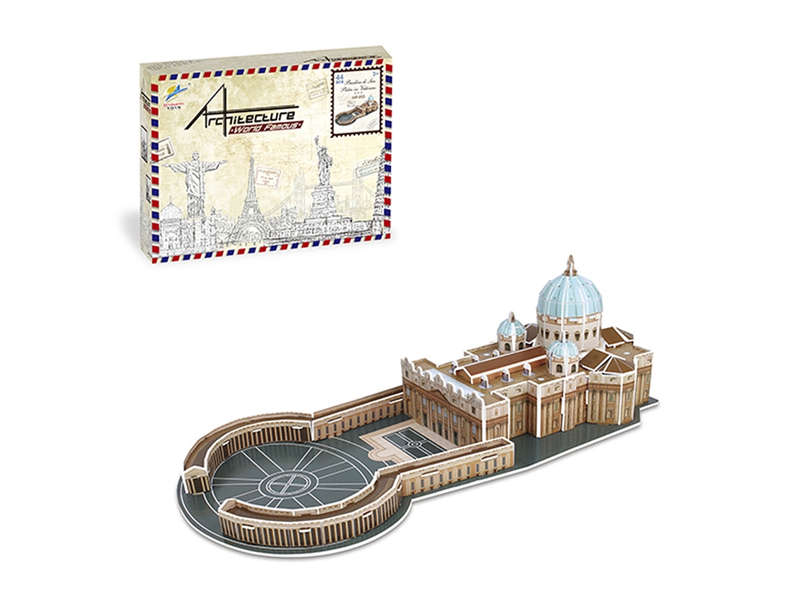 Puzzle de cartón 3D de la Basílica de San Pedro en la Ciudad del Vaticano. 44 piezas.