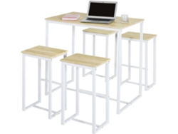 Conjunto de Comedor SOBUY (Marrón y Blanco - MDF y Metal - 100x60x96 cm)