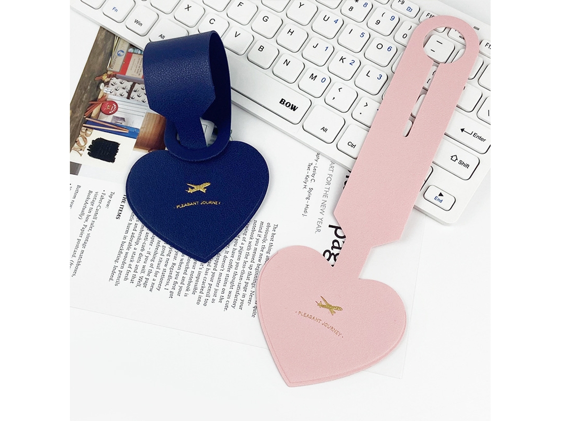 Etiqueta para equipaje de piel sintética, apta para maletas y bolsos (2 unidades) Rosa/Azul Hexinyigjly