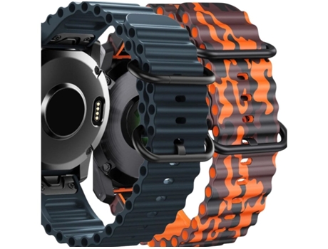 Correa Ocean Waves para Garmin Quatix 7 Po Azul y Naranja Militar Pack 2X VEANXIN