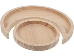 Conjunto De 2 Bandejas Decorativas Funcionais Em Madeira Maciça Natural Para Armazenamento De Joias