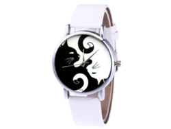 Reloj Analógico De Cuarzo Unisex Con Correa De Pu, Reloj De Pulsera Informal, Blanco.