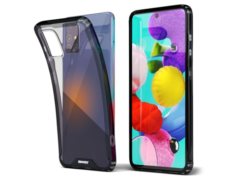 Funda Protectora MOOZY Xframe a Prueba de Golpes para Samsung A51 Transparente con Borde Negro Funda Híbrida Transparente de Doble Color con Borde ...