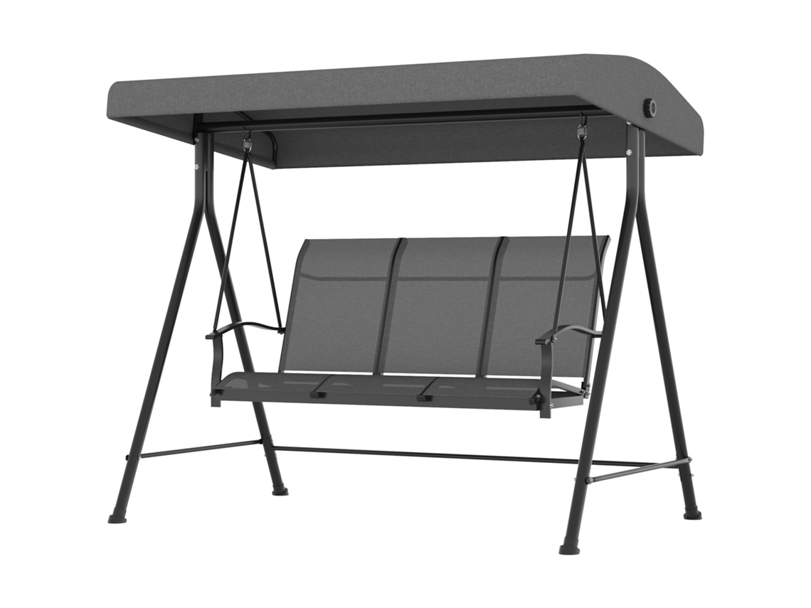 Columpio Jardín 3 Plazas Toldo Ajustable 240kg 200x133x176cm Gris Oscuro