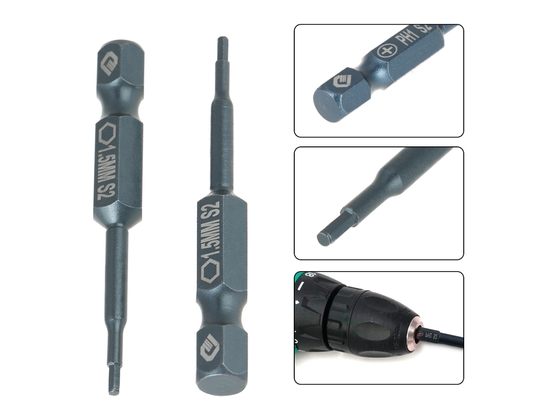 Kit de destornilladores hexagonales de acero S2 (1/4 y 50 mm)