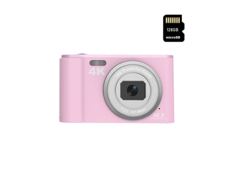 Cámara Digital Infantil Compacta Dc303 4K 48Mp con Enfoque Automático Zoom 16X 2 Pantalla de 8 Pulgadas 128G-Rosa VIGA EUROPE