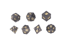 2026 Set De Dados Metálicos Poliedricos Solidos Con Números Claros Para Juegos De Mesa Electroplateados Oro Negro