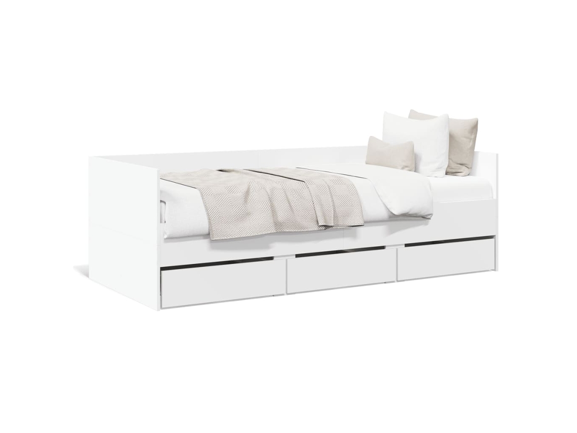 Maison Exclusive - Sofá Cama Con Cajones Sin Colchón Blanco 90x190 Cm