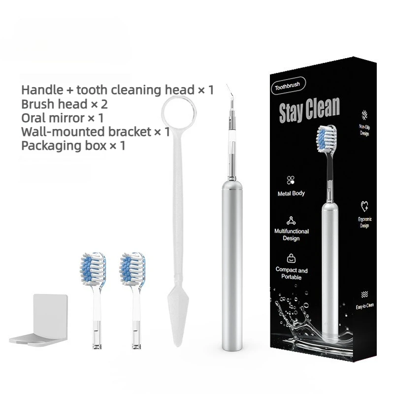 Cepillo de dientes manual de metal suave de 360°, multifuncional, portátil, fácil de limpiar, plateado HEXINYIGJLY
