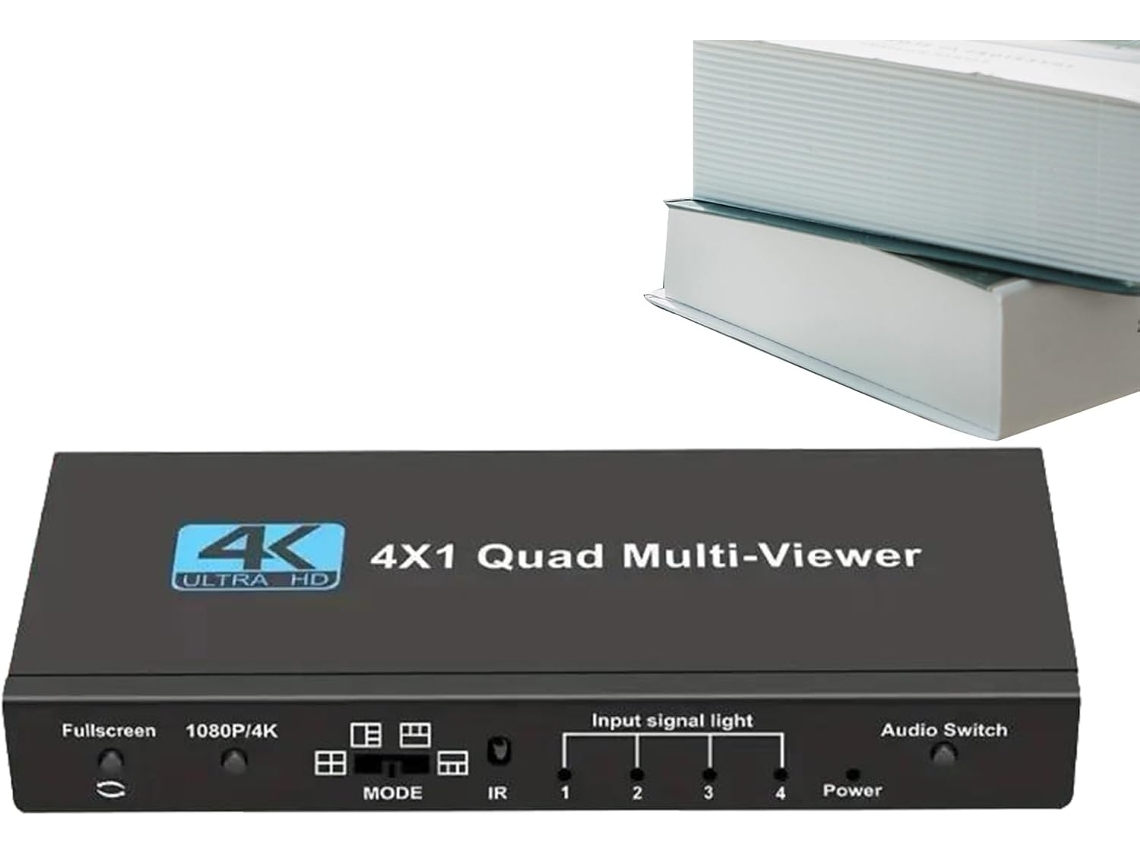 Sistema De Visualización De Cuatro Monitores 4 En 1 Con Adaptador 4k Para Salas De Conferencias Y Configuración De Seguridad.
