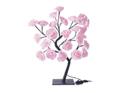 Rosal artificial decorativo con luz, interruptor USB y base de plástico desmontable.