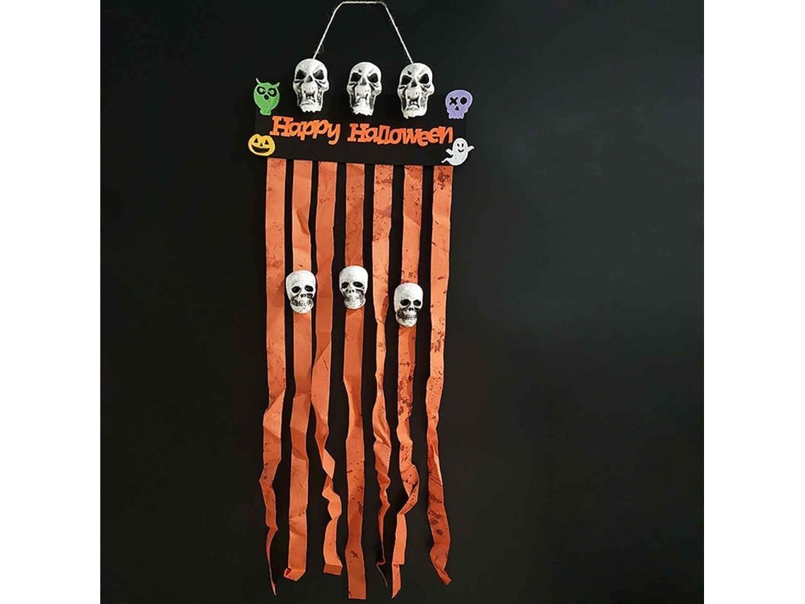 Decoración Para Fiestas De Halloween: Calavera De Plástico Con Argolla Para Colgar En Cortinas Y Ambientes Tenebrosos.