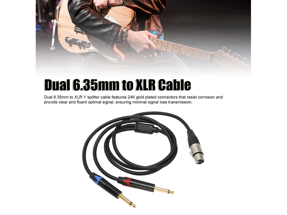 Cable Doble De 6,35 Mm Macho A Xlr Hembra Con Conectores Chapados En Oro, Chapado En Oro De 24 Quilates, Adaptador Divisor En Y, 1 M/3,3 Pies