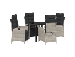 Conjunto de comedor de jardín Vidaxl de 5 piezas de ratán gris claro