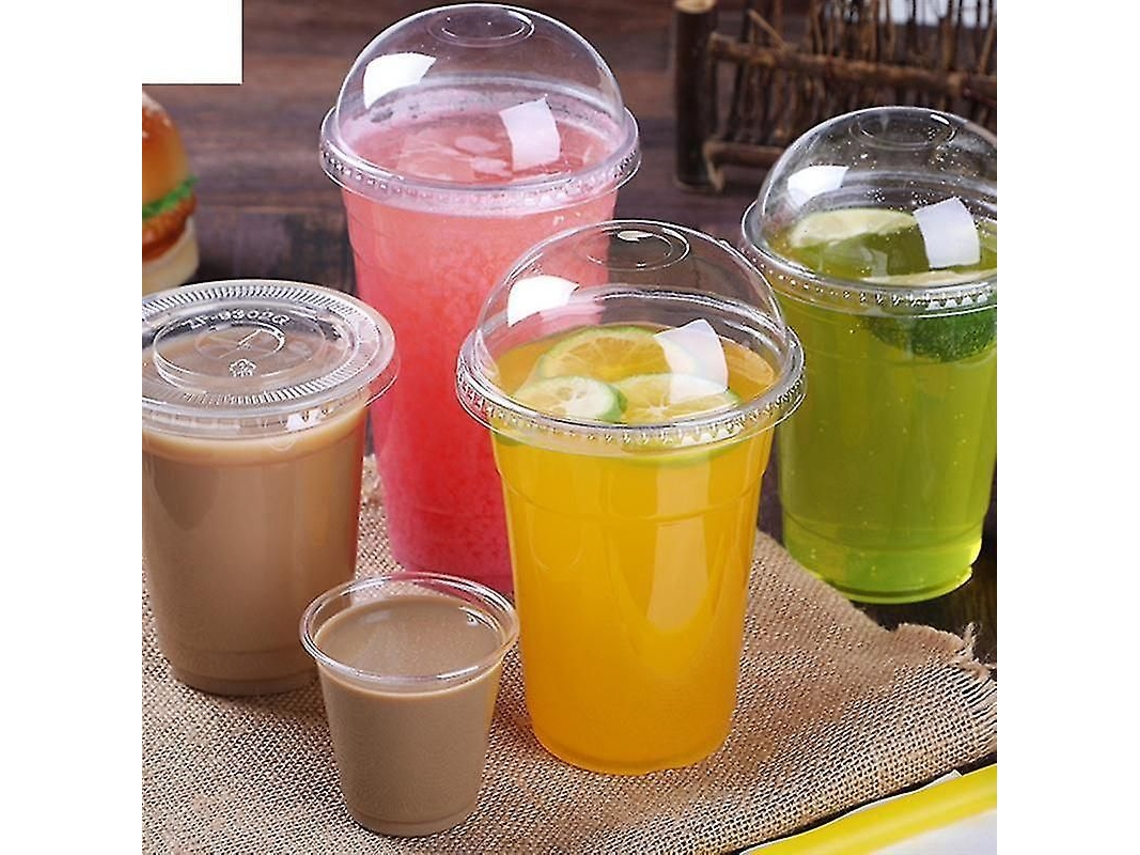 50 Vasos De Plástico Desechables Transparentes Con Orificio En La Parte Superior, 360 Ml, Rosenice
