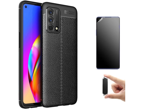 Kit Carcasa, Protector Y Soporte Oppo A54 5G Ultimatte Rugged Leather Negro