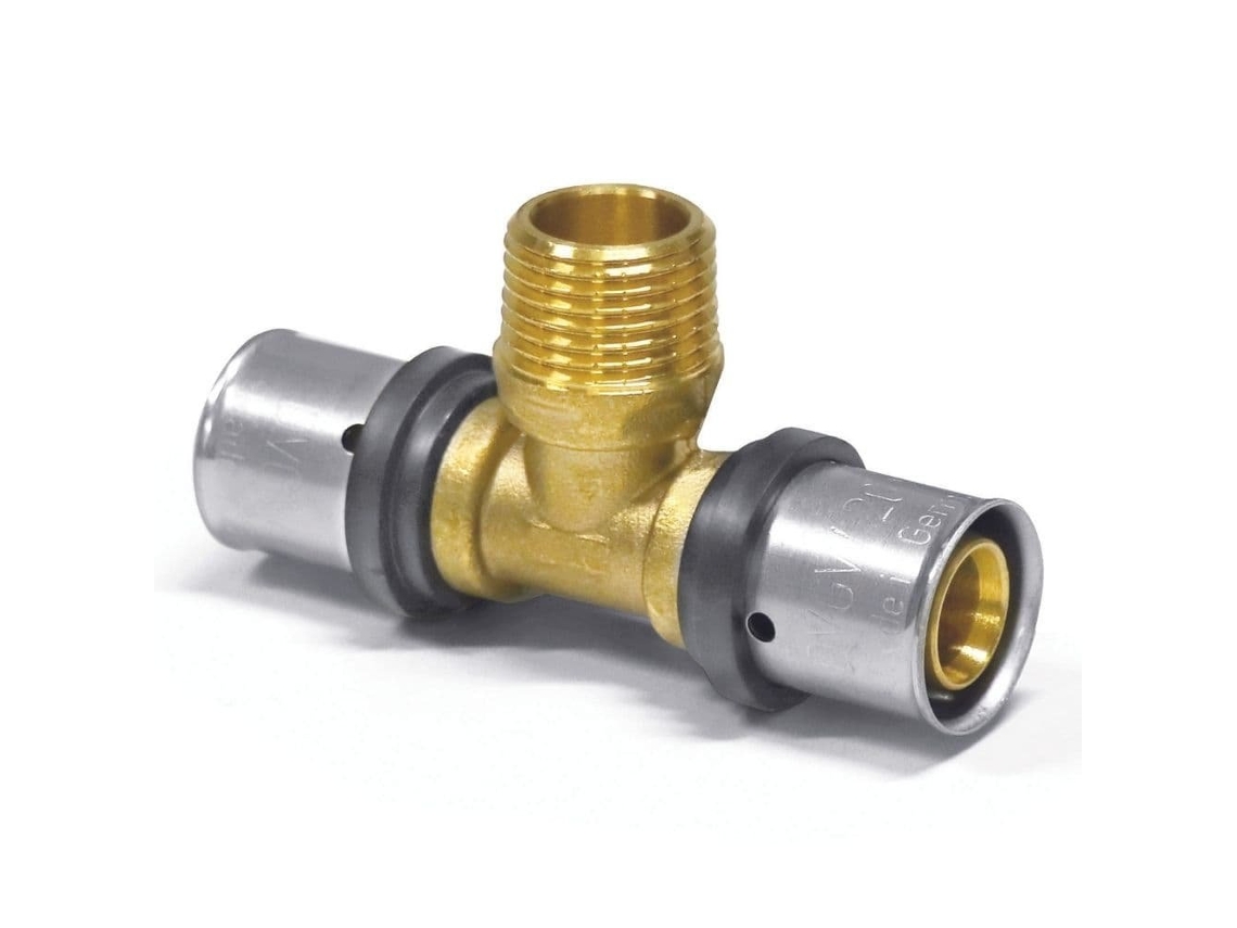 Accesorio de compresión en T de 26 mm y 3/4 de pulgada de Ag para tubería multicapa Boni Shop