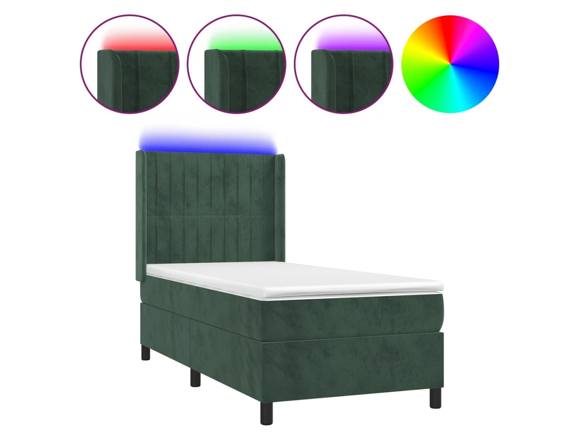Cama Con Somier VIDAXL Verde Terciopelo (80x200 cm)