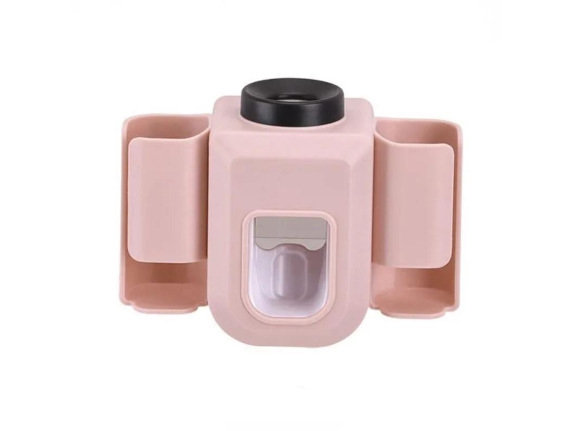Portacepillos de dientes con dos agujeros, portapasta, accesorio de baño MDUG (rosa)