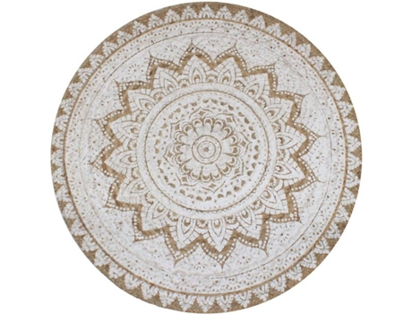 Vidaxl Alfombra Redonda 90cm yute trenzado estampado decoración casa hogar circular beige 9 90