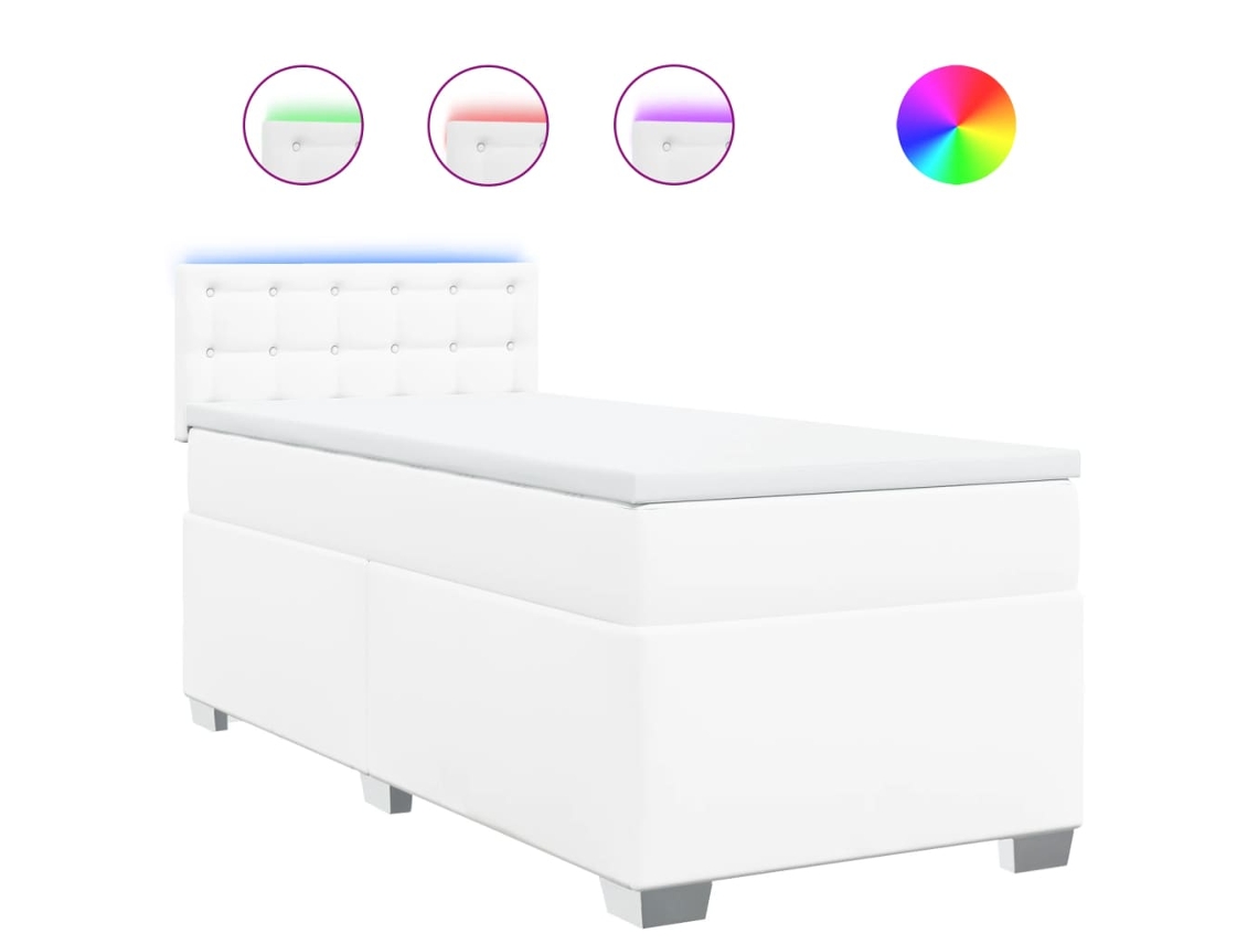 Maison Exclusive - Cama Box Spring Con Colchón Cuero Sintético Blanco 80x200 Cm