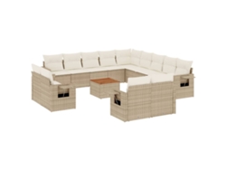 Maison Exclusive - Set Sofás De Jardín 14 Pzas Con Cojines Ratán Sintético Beige