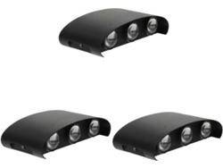 Aplique De Pared Led Curvo De Aluminio Negro De 3 Piezas Para Iluminación Decorativa De Interiores Y Exteriores.