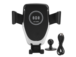 Cargador Inalámbrico Para Coche Con Borde Plata Negro Carga Rápida Rotación De 360 Grados