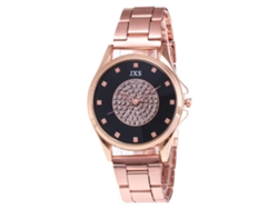 Reloj De Pulsera Redondo De Cuarzo Para Mujer, Color Oro Rosa, Con Piedras Brillantes J45