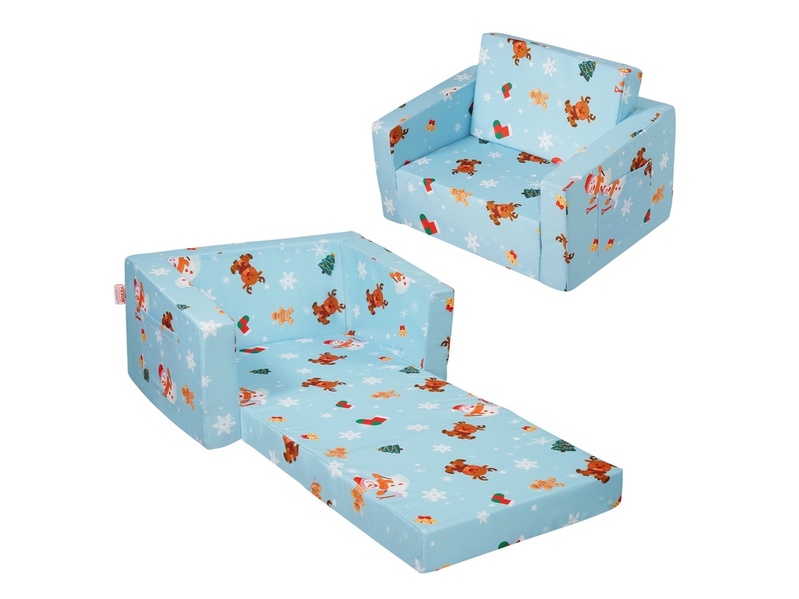 VEVOR 2 en 1 Sofá Infantil Plegable de Dibujos Animados 1040 x 580 x 320mm Azul