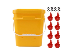Bebedero automático para pollos con barril portátil de 12 l, cubo para patos, gansos y aves, color rojo
