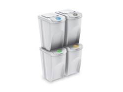 Set de 4 cubos de basura KEDEN SORTIBOX papelera reciclaje, blanco roto, volumen 4x35L
