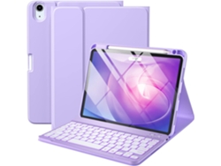Funda con teclado tipo folio para iPad Air 11, con teclado retroiluminado extraíble y soporte para lápiz, iPad Air de 5.ª y 4.ª generación, color morado Viewleaf