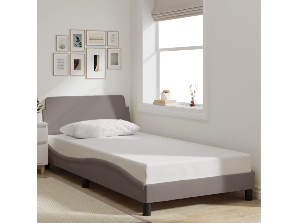 Estructura De Cama Sin Colchón Tela Gris Taupe 100x200 Cm